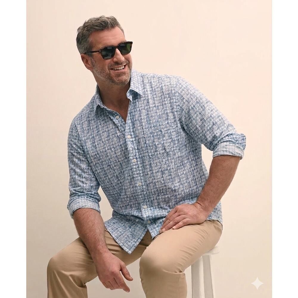 Tommy Bahama San Lucio Tiles Away Shirt Mens M NWT Supima Cotton Stretch Travel
